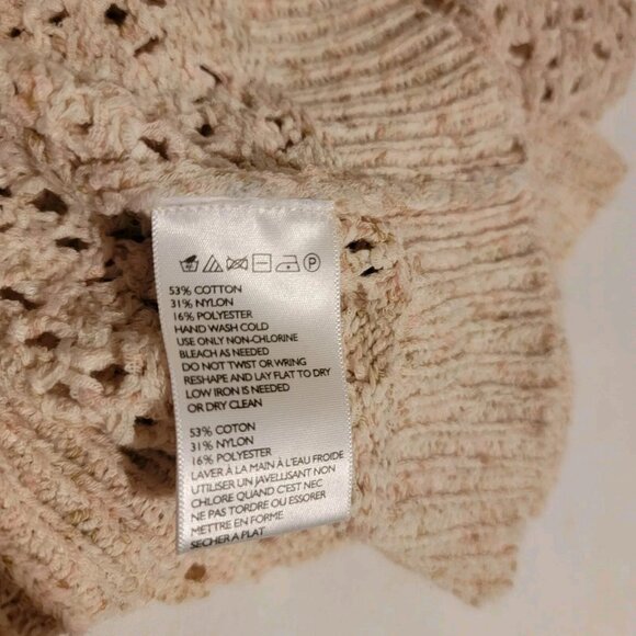 Anthropologie Staring at Stars Womens Sweater Medium Open Knit Cream Granola - Picture 5 of 6